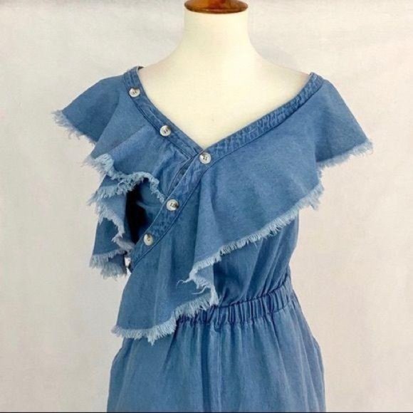 Signature8 Ruffle Collar Chambray Jumpsuit - Picture 4 of 12